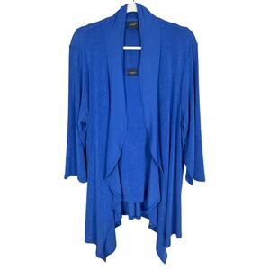 Chico's Travelers Cardigan Tank Set Slinky Ruffled Travel Classic Blue Size 3/XL